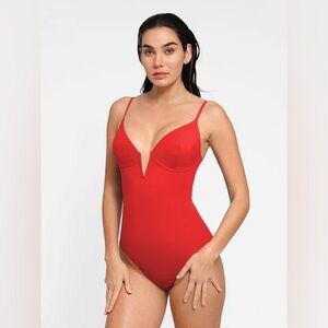 Popilush Built In Shapewear Swimsuit - Red One Piece in L NWT